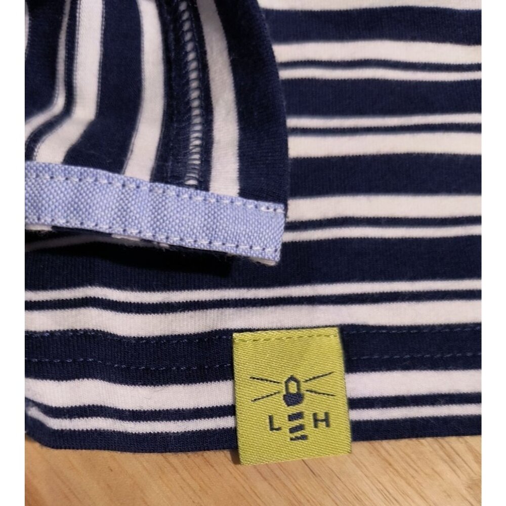 Lighthouse Womens Navy & White Striped Long Sleeve Top Size 14 Embroidered Logo - Picture 5 of 6